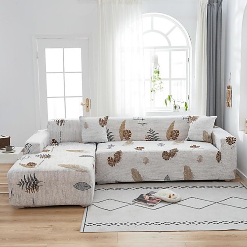 

Leaf Print 1-Piece Sofa Cover Soft Stretch Slipcover Fabric Super Fit for 1~4 Cushion Couch Armchair/Loveseat/Three Seater/Four Seater/L shaped sofa,Easy to Install