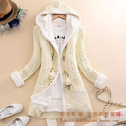 

Women's Sweater Coat Daily Fall & Winter Long Coat Loose Jacket Long Sleeve Solid Colored Blue Yellow