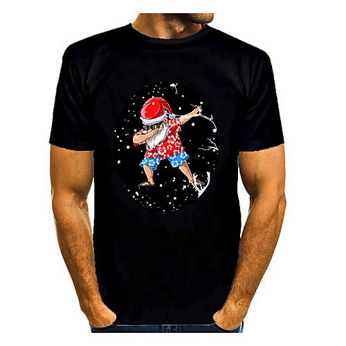 

Men's T shirt 3D Print Graphic 3D Print Short Sleeve Christmas Tops Black