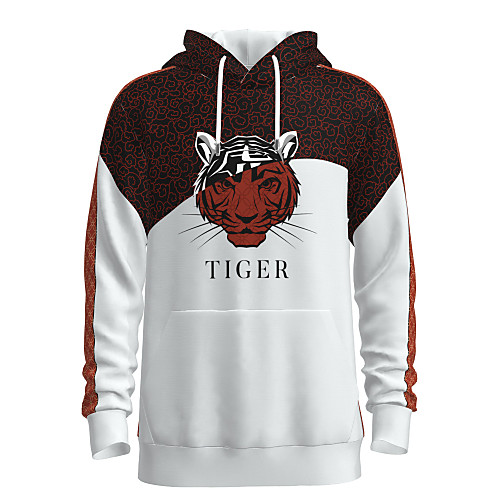 

Men's Pullover Hoodie Sweatshirt Graphic Chinese Style Animal Hooded Weekend 3D Print Casual Streetwear Hoodies Sweatshirts Long Sleeve White