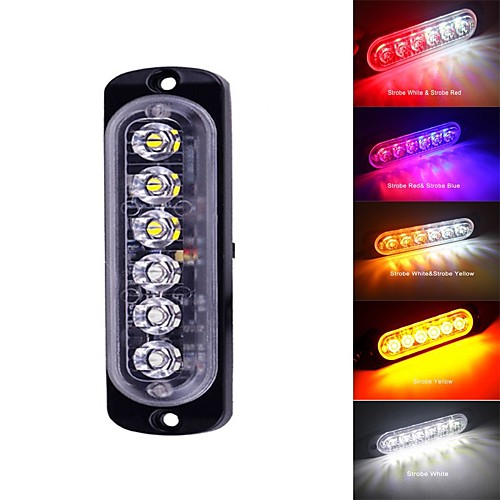 

6LED Light Bar Flash Emergency Car Vehicle Warning Strobe Flashing Blue Red White Yellow Amber