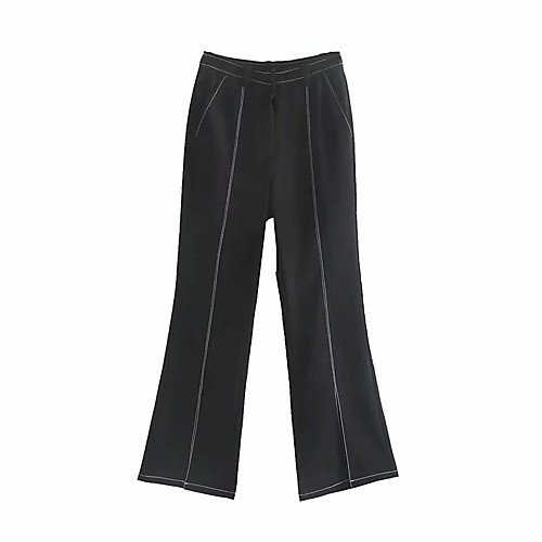 

Women's Basic Streetwear Comfort Daily Going out Wide Leg Pants Pants Solid Colored Full Length Split Black