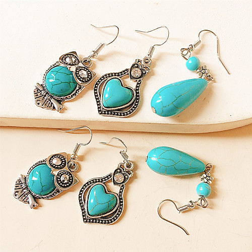 

Women's Men's Drop Earrings Hoop Earrings Earrings Drop Fashion Owl Birthday Fashion Vintage Trendy Rock Boho Earrings Jewelry Blue For Christmas Halloween Party Evening Street Birthday 3 Pairs
