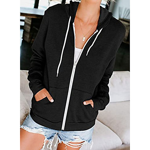 

Women's Hoodie Sweatshirt Hoodie Solid Color Zipper Zip Up Daily Holiday Work Casual Hoodies Sweatshirts Loose Blue Blushing Pink Gray