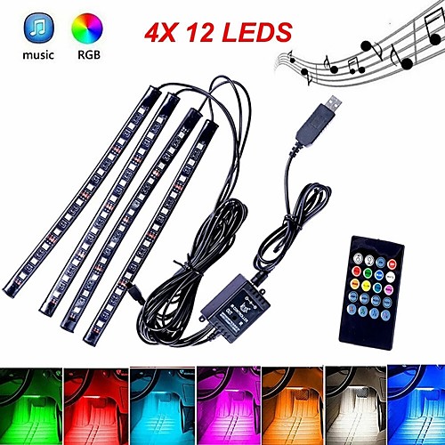 

OTOLAMPARA 1 Set USB Connection 48W Car Atmosphere Lamp Home/Car Usage Music Control 7 Colors 16 Models Super Bright LED MMM Sticker LED Atmosphere Light for Computer/ Charger/ Motorcycle/ Car etc