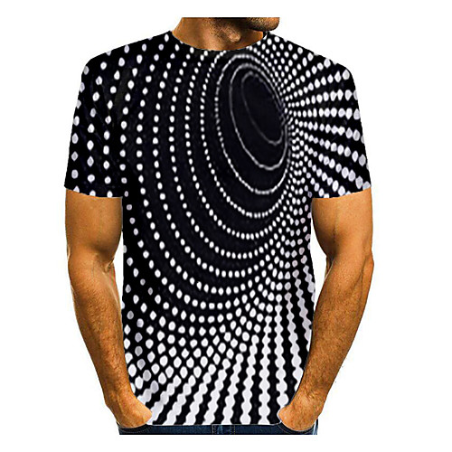 

Men's T shirt Shirt 3D Print Graphic Abstract 3D Print Short Sleeve Daily Tops Round Neck Black / White
