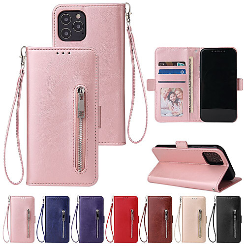 

Case For iPhone 12 Mini / iPhone 11 Pro Max / iPhone XS Max / XR / 6S / 7 / 8 Plus / SE 2020 Card Holder / Shockproof / Flip Full Body Cases Solid Colored PU Leather