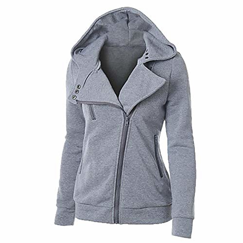

women's thermal long hoodie zip up jacket hooded warm coat casual jackets dark grey