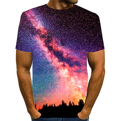

Men's T shirt Shirt 3D Print Graphic 3D Plus Size Print Short Sleeve Daily Tops Elegant Exaggerated Round Neck Blue Red Green