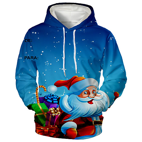 

Men's Pullover Hoodie Sweatshirt Print Graphic 3D Hooded Christmas Daily 3D Print 3D Print Christmas Hoodies Sweatshirts Long Sleeve Blue
