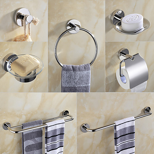 

Bathroom Hardware Accessory Towel Ring/Toilet Paper Holder/Robe Hook/Soap Dish and Towel Holder Stainless Steel Wall Mounted Silver