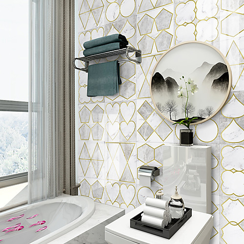 

Light luxury tile sticker house renovation DIY self-adhesive PVC wallpaper kitchen waterproof and oil proof wall sticker