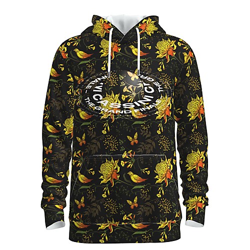 

Men's Pullover Hoodie Sweatshirt Floral Graphic 3D Hooded Weekend 3D Print Casual Streetwear Hoodies Sweatshirts Long Sleeve Black