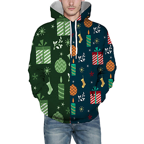 

Men's Pullover Hoodie Sweatshirt Print Graphic 3D Hooded Christmas Daily 3D Print Christmas Hoodies Sweatshirts Long Sleeve Green