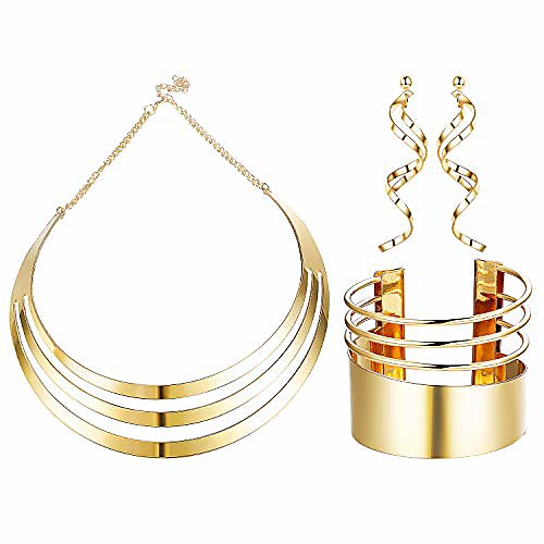 

choker necklace set wide cuff bangle bracelets statement dangle earrings jewelry for women