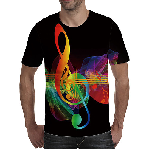 

Men's T shirt Shirt 3D Print Graphic Plus Size Print Short Sleeve Daily Tops Elegant Exaggerated Round Neck Rainbow