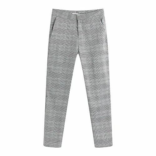 

Women's Basic Streetwear Comfort Daily Going out Dress Pants Pants Pants Plaid Checkered Full Length Print Gray