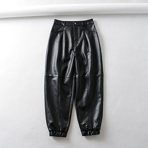 

Women's Basic Streetwear Comfort Daily Going out Pants Chinos Pants Solid Colored Full Length Pocket Black