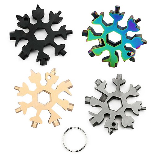

18 in 1 Snowflake Spanner Keyring Hex Multifunction Outdoor Hike Wrench Key Ring Multipurpose Camp Survive Hand Hexagonal Tools