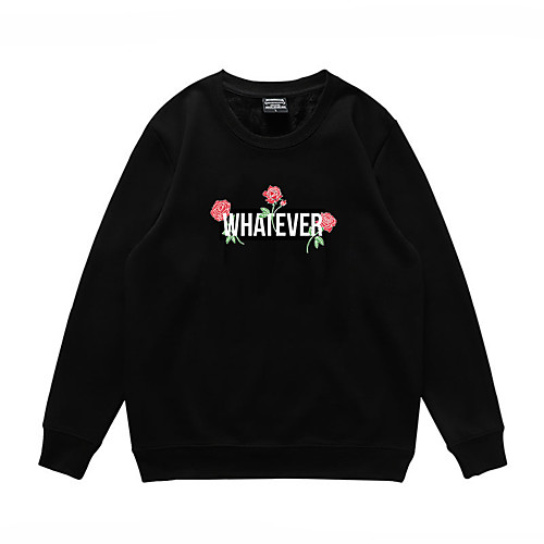 

Men's Pullover Sweatshirt Print Slogan Round Neck Daily Casual Hoodies Sweatshirts Long Sleeve Loose Black