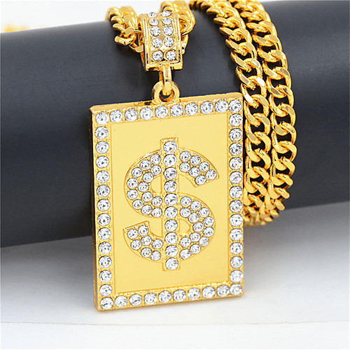 

Men's Long Necklace Cuban Link Dollars Fashion Trendy Alloy Gold 75 cm Necklace Jewelry 1pc For Party Evening Gift