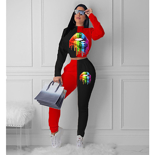 

Women's Tie Dye Date Two Piece Set Hoodie Tracksuit Pant Loungewear Jogger Pants Patchwork Print Tops