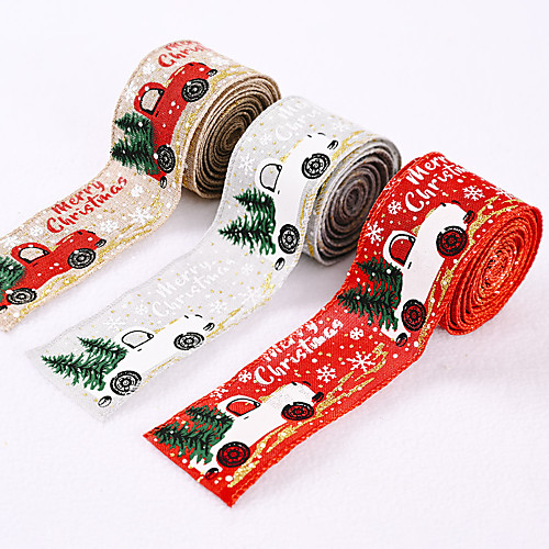 

Christmas Decorations Color Car Printing Ribbon Christmas Tree Decoration Ribbon Color Bar