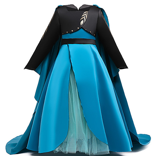 

Princess Dress Party Costume Flower Girl Dress Girls' Movie Cosplay Princess Blue Dress Children's Day Masquerade Polyester
