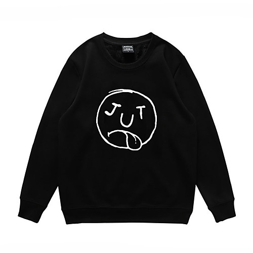 

Men's Pullover Sweatshirt Print Slogan Round Neck Daily Casual Hoodies Sweatshirts Long Sleeve Loose Black
