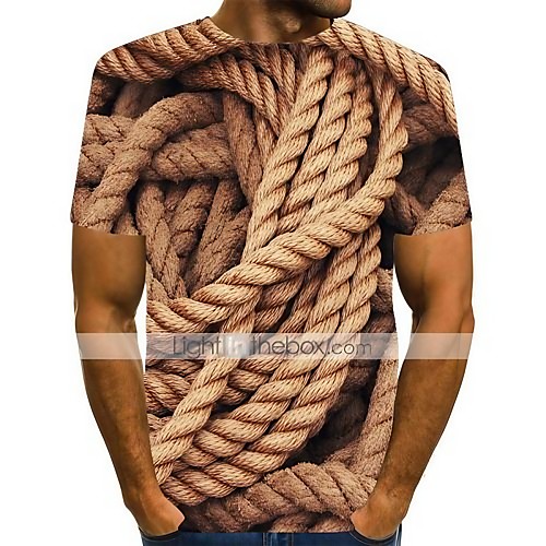 

Men's T shirt Shirt 3D Print Graphic Print Short Sleeve Daily Tops Streetwear Round Neck Brown