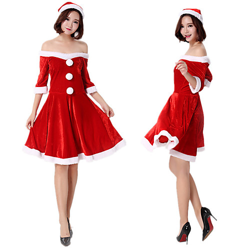 

Mrs.Claus Dress Women's Adults' Costume Party Christmas Christmas Velvet Dress / Hat / Hat
