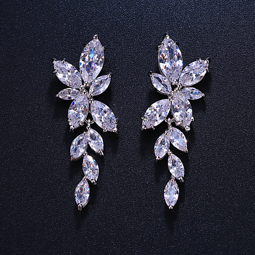 

Women's Cubic Zirconia Drop Earrings Earrings Dangle Earrings Leaf Luxury Elegant Fashion Korean Imitation Diamond Earrings Jewelry Silver For Wedding Party Evening Gift Engagement Date 1 Pair