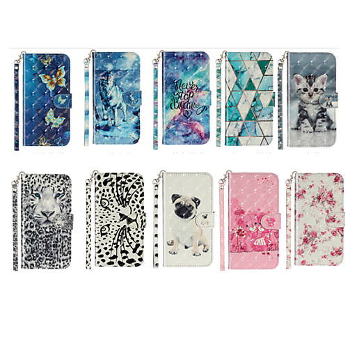 

Phone Case For Apple Full Body Case Leather Wallet Card iPhone 12 Pro Max 11 SE 2020 X XR XS Max 8 7 6 Wallet Card Holder Shockproof Word / Phrase Butterfly Animal PU Leather