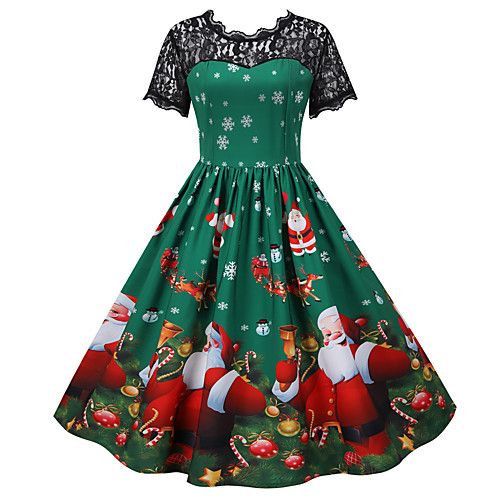 

Santa Claus Christmas Dress Women's Adults' Leisure Christmas Christmas Polyester Dress