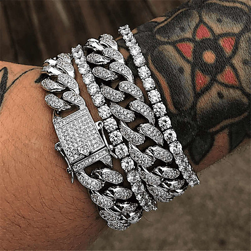 

Tennis Bracelet Cuban Link Wave Fashion Alloy Bracelet Jewelry Gold / Silver For Party Evening Gift