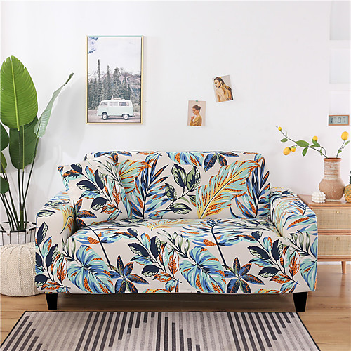 

Stretch Sofa Cover Slipcover Elastic Sectional Couch Armchair Loveseat 4 Or 3 Seater L Shape Botanical Plants Soft Durable