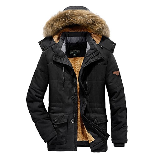 

Men's Padded Regular Coat Regular Fit Jacket Solid Colored Army Green Khaki