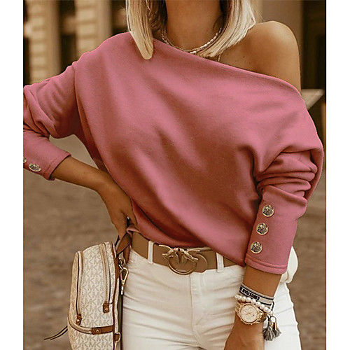 

Women's Pullover Sweatshirt Solid Color Daily Casual Hoodies Sweatshirts Loose Black Red Beige