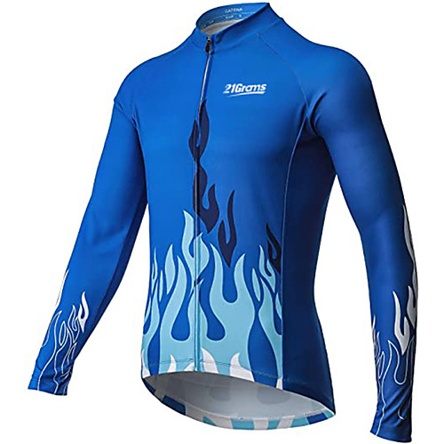 

21Grams Men's Long Sleeve Cycling Jersey Winter Polyester Blue Bike Jersey Top Mountain Bike MTB Road Bike Cycling Warm Quick Dry Breathable Sports Clothing Apparel / Stretchy / Athleisure
