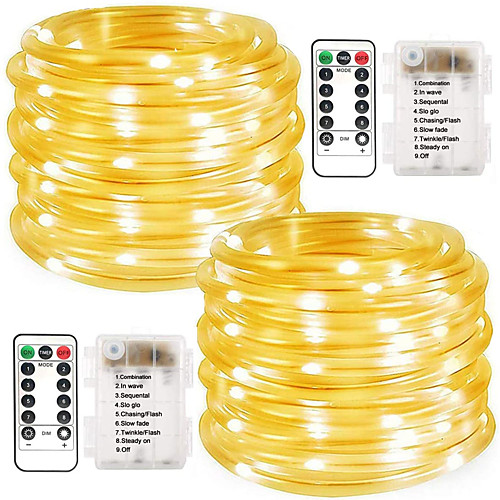 

LED Rope Lights Outdoor String Lights Battery Powered with Remote Control 8 Modes 400-200-100LED Color Changing Waterproof LED String Lights Fairy Lights for Christmas Party Camping Decorati
