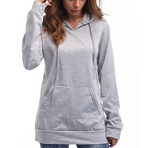 

Women's Pullover Hoodie Sweatshirt Plain Solid Color Front Pocket Daily Long Hoodies Sweatshirts Loose Gray