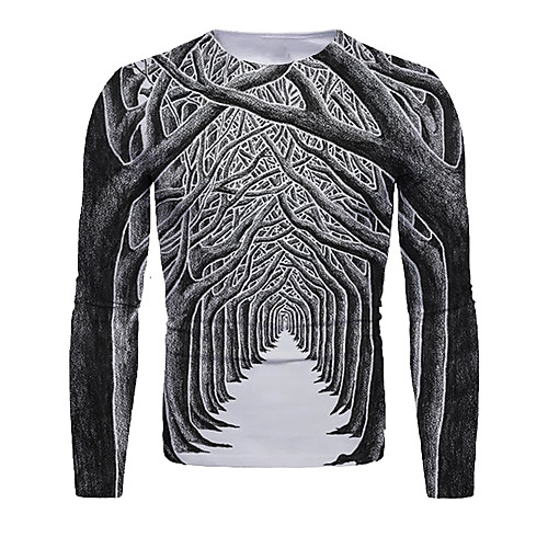

Men's T shirt 3D Print Graphic 3D Print Long Sleeve Christmas Tops Dark Gray