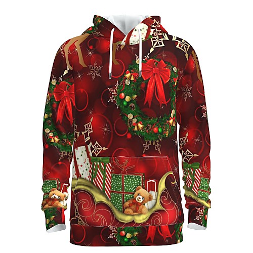 

Men's Pullover Hoodie Sweatshirt Graphic 3D Ugly Christmas Hooded Christmas Daily 3D Print 3D Print Christmas Hoodies Sweatshirts Long Sleeve Red