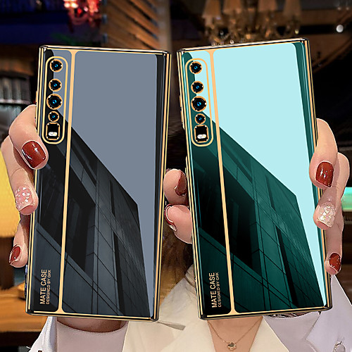 

Phone Case For Huawei Back Cover HUAWEI Mate xs Shockproof Plating Solid Color Tempered Glass Metal