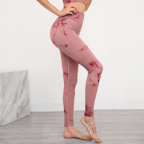 

Women's High Waist Yoga Pants Seamless Tights Leggings Tummy Control Butt Lift Moisture Wicking Tie Dye Purple Red Blue Nylon Fitness Gym Workout Running Winter Sports Activewear High Elasticity