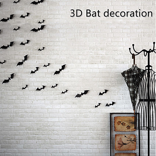 

12Pcs/Set Halloween Decoration 3D Bat Decoration Wall Sticker DIY Room Wall Decals Home Party Decor for Halloween Wall Stickers 6070cm