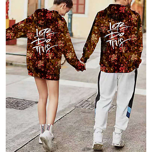 

Women's Pullover Hoodie Sweatshirt Florals Chinese Style Daisy Print Daily Weekend 3D Print Casual Streetwear Hoodies Sweatshirts Red