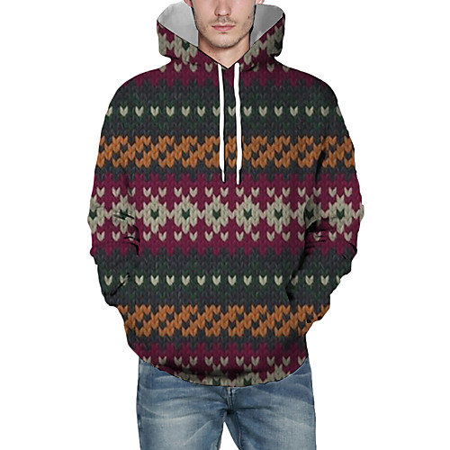 

Men's Pullover Hoodie Sweatshirt Graphic Color Block 3D Hooded Christmas Daily 3D Print Christmas Hoodies Sweatshirts Long Sleeve Brown