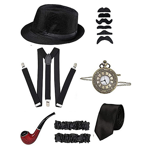 

The Great Gatsby 1920s Vintage Inspired The Great Gatsby Outfits Men's Costume White / Black / Red Vintage Cosplay Birthday Party Party & Evening Festival / Hat / Tie / 1 Watch / Mustaches & Beards