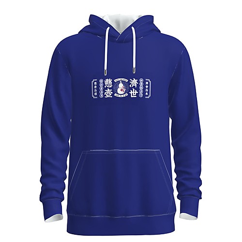 

Men's Pullover Hoodie Sweatshirt Graphic 3D Chinese Style Hooded Weekend 3D Print Casual Streetwear Hoodies Sweatshirts Long Sleeve Blue